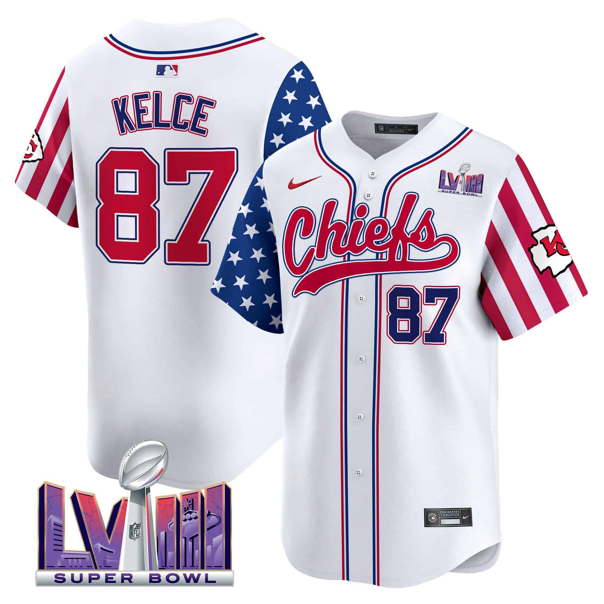 Men Kansas City Chiefs 87 Kelce White 2024 Nike Independence Day Vapor Premier Limited NFL Jersey